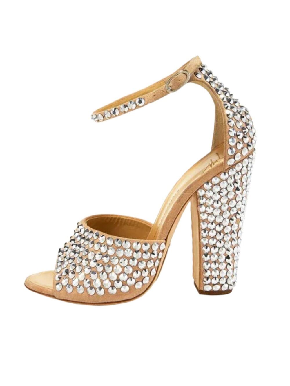 Giuseppe Zanotti Powder Pink Crystal Rhinestone Suede Leather Sandal Pumps